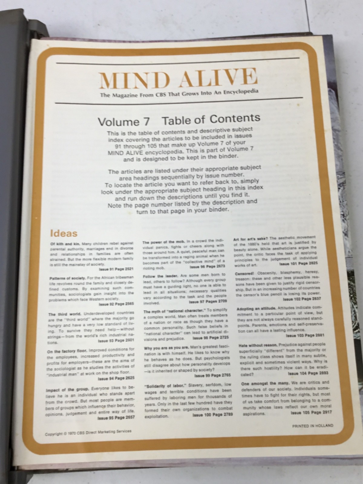 Mind Alive Encyclopedia Complete Set 8 Vol + Index. 1968-70 Binders