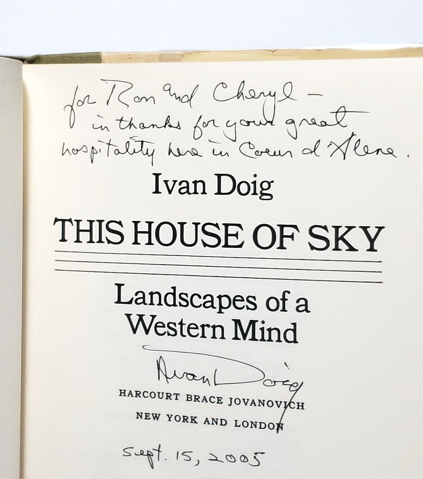 THIS HOUSE OF SKY Ivan Doig 1978 SIGNED True First Edition First Printing HC$DJ