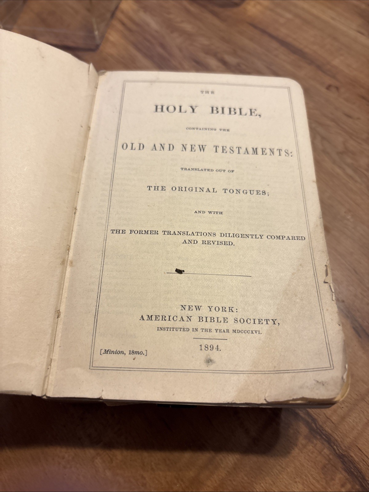 1894 Holy Bible Translated Out of the Original Tongues NY American Bible Society
