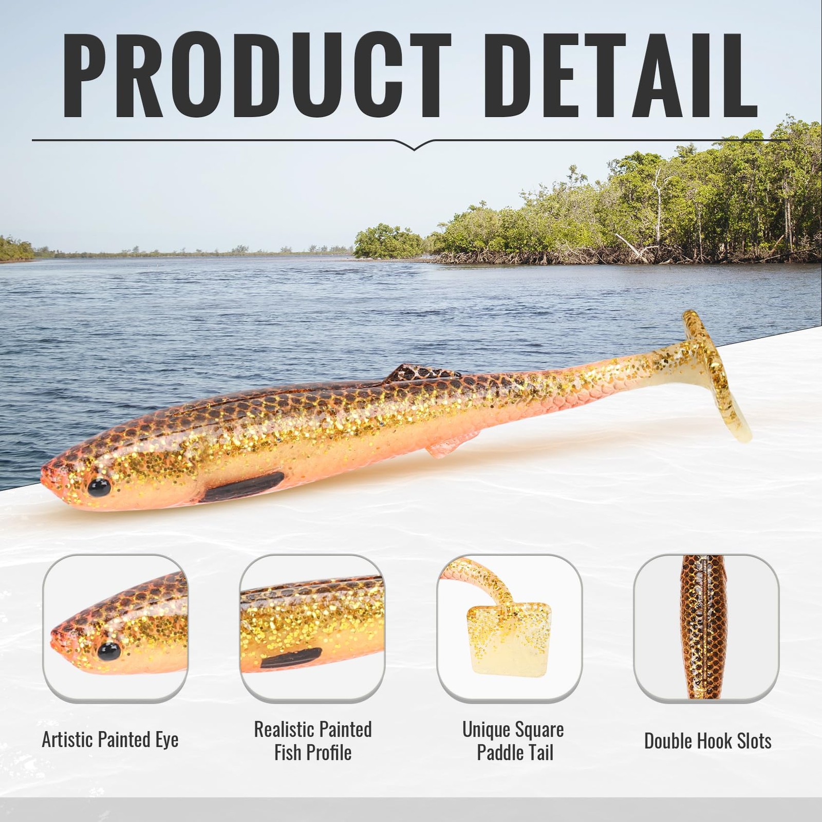 TRUSCEND Hand-Painted Soft Fishing Lures 10PCS, Plastic, F2-3.35″,0.2oz,10pcs