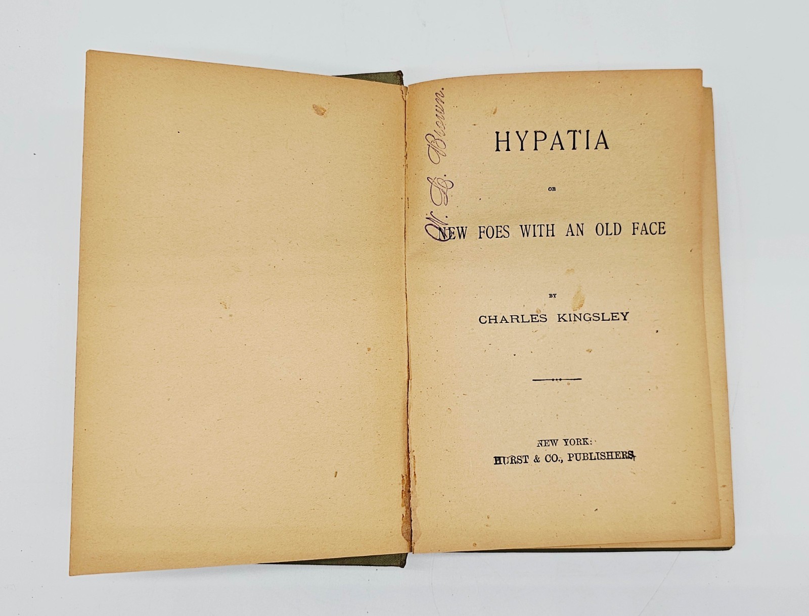 Hypatia Or New Foes With An Old Face by Kingsley Arlington Ed 1800s HC 359 pages