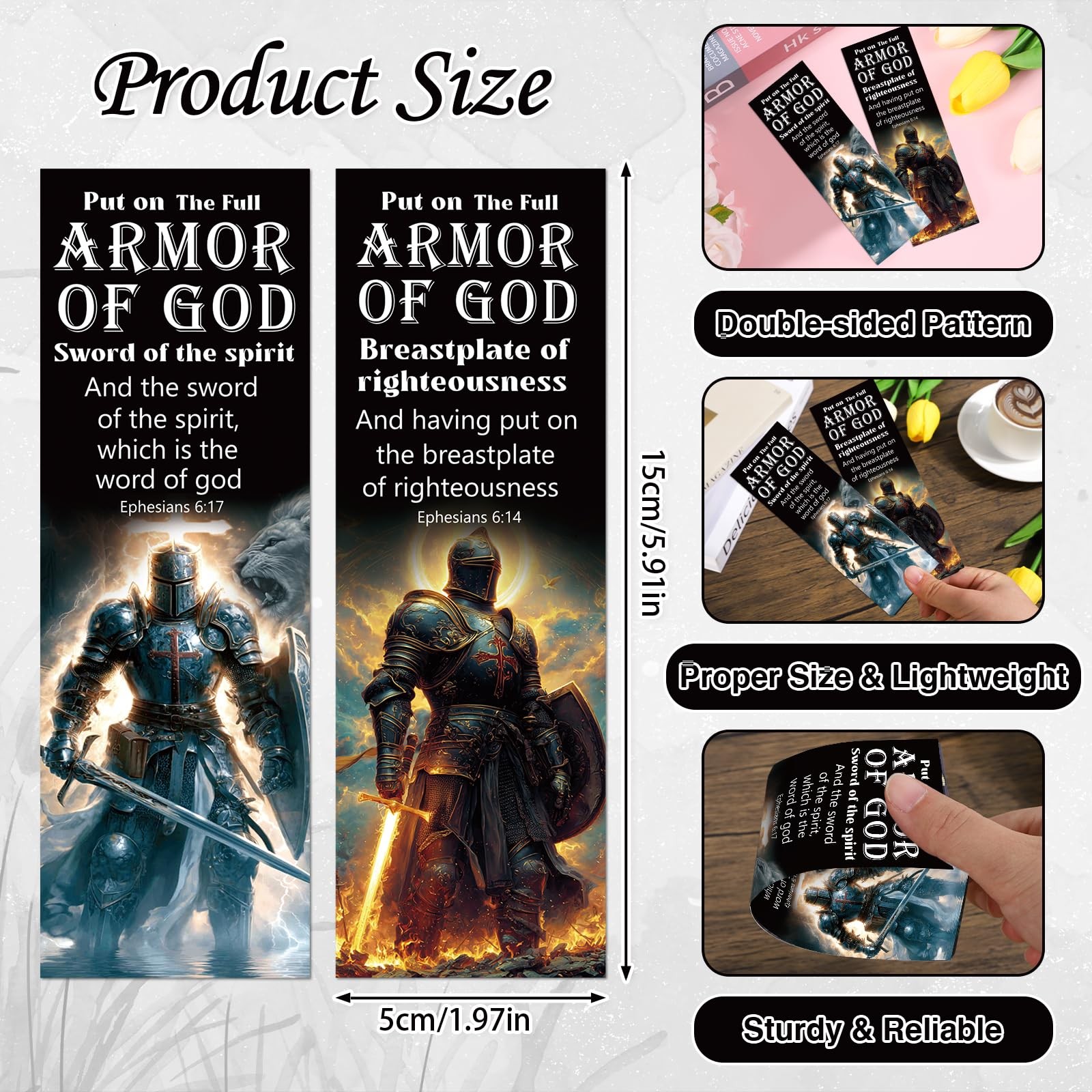 Full Armor of God Bookmarks Gifts – 15×5 cm (5.90×1.97 inches),