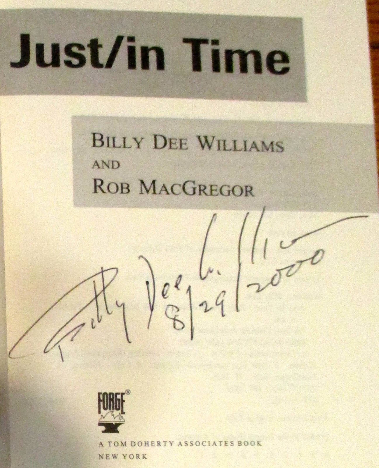 2000 Just/in Time by Billy Dee Williams SIGNED H/C D/J 317 Pages RARE