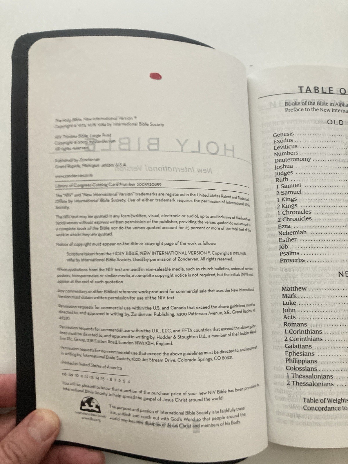 NIV 2005 Large Print Thinline Bible -Black Top Grain Genuine Leather-OOP 84