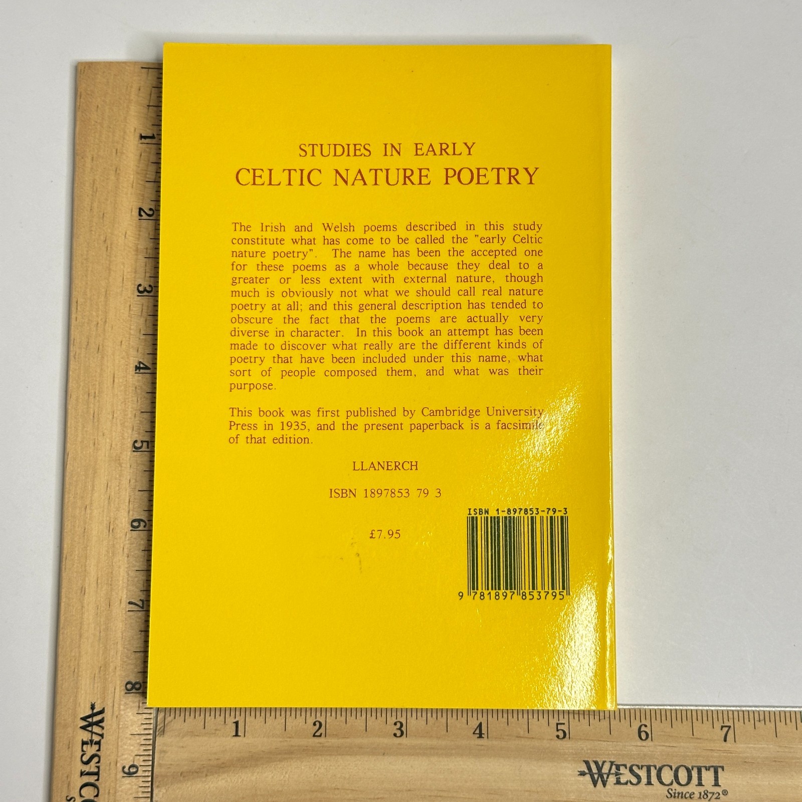 Medieval Studies “Studies in Early Celtic Nature Poetry” K. Jackson (1995, PB)