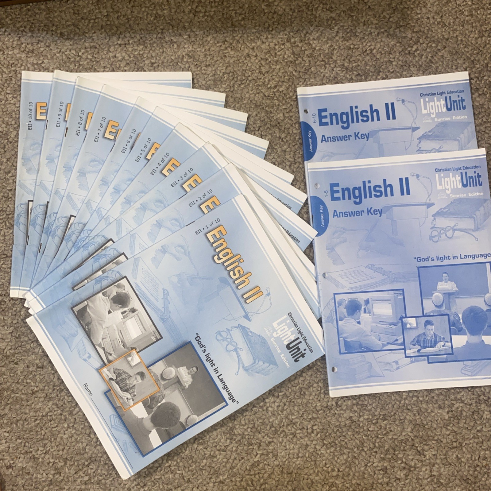 Christian Light Education English II Light Units 1-10 W/Answer Keys Sunrise Ed.
