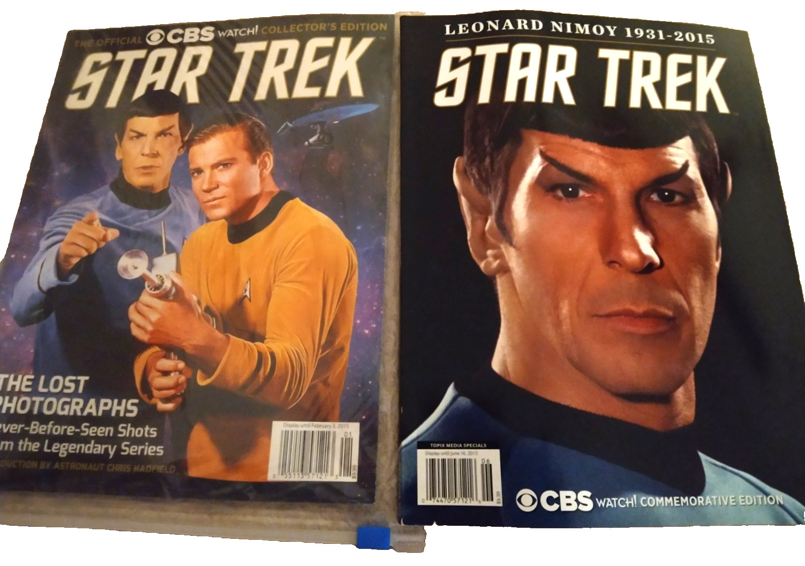 STAR TREK Leonard Nimoy SPOCK & Captain Kirk CBS Magazine 2pc set NEWS STAND