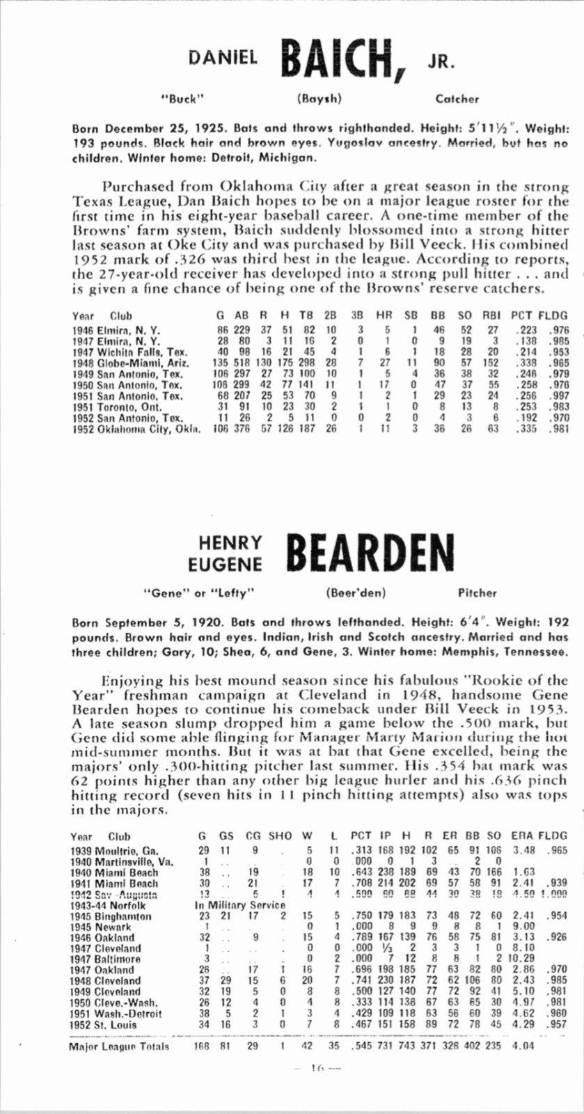 1953 St. Louis Browns Orioles Media Guide Roster – 44-page Baseball Reprint