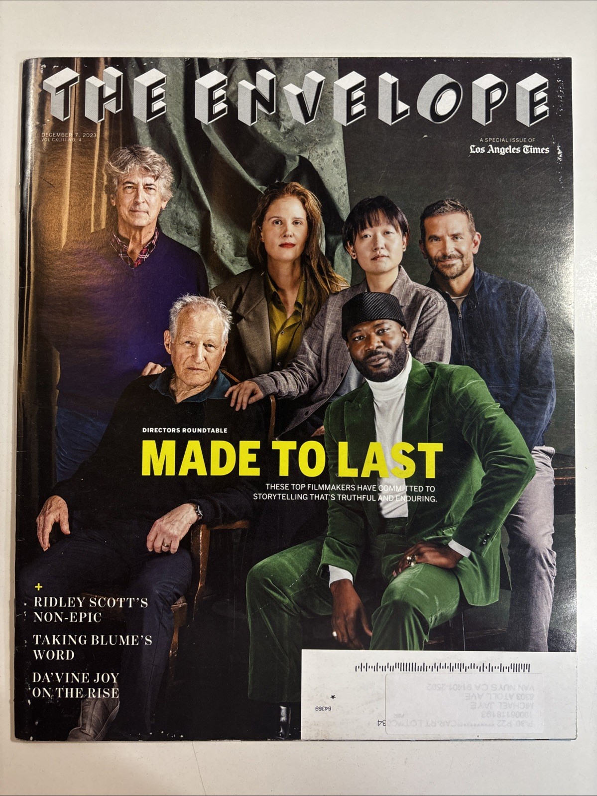 Los Angeles Times The Envelope Magazine December 7, 2023 Directors Roundtable