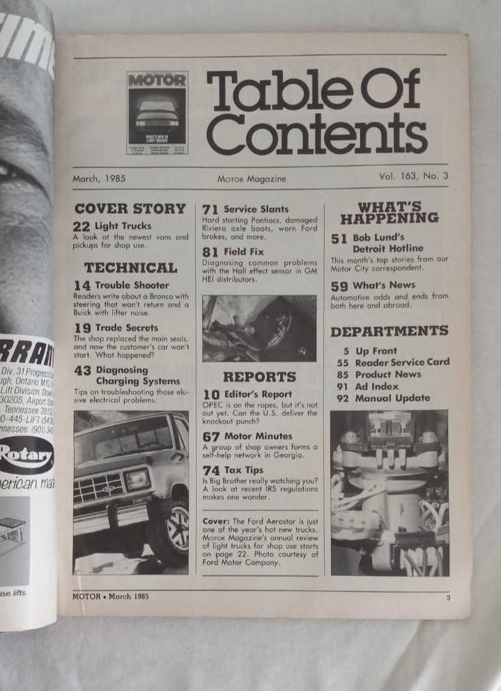 MOTOR Magazine March 1985 92 Pages Great Car repair Tips