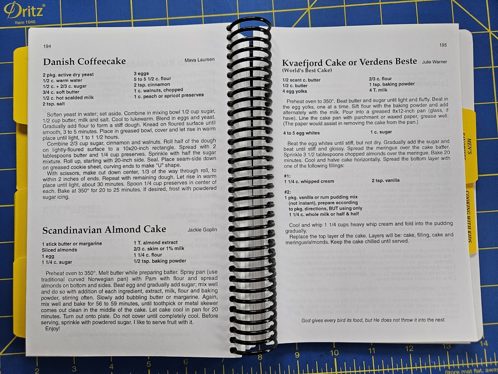 Peace Lutheran Pigeon Falls Wisconsin Cookbook 254 Pages Spiral Scandinavian