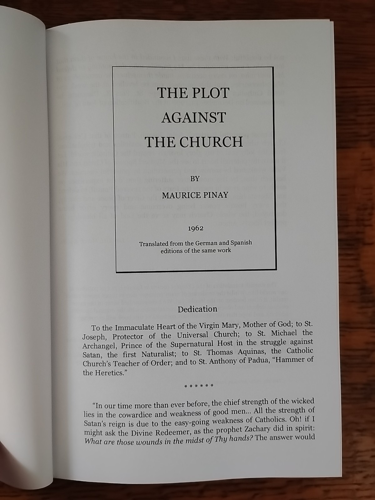 The Plot Against the Church by Maurice Pinay: Hardcover