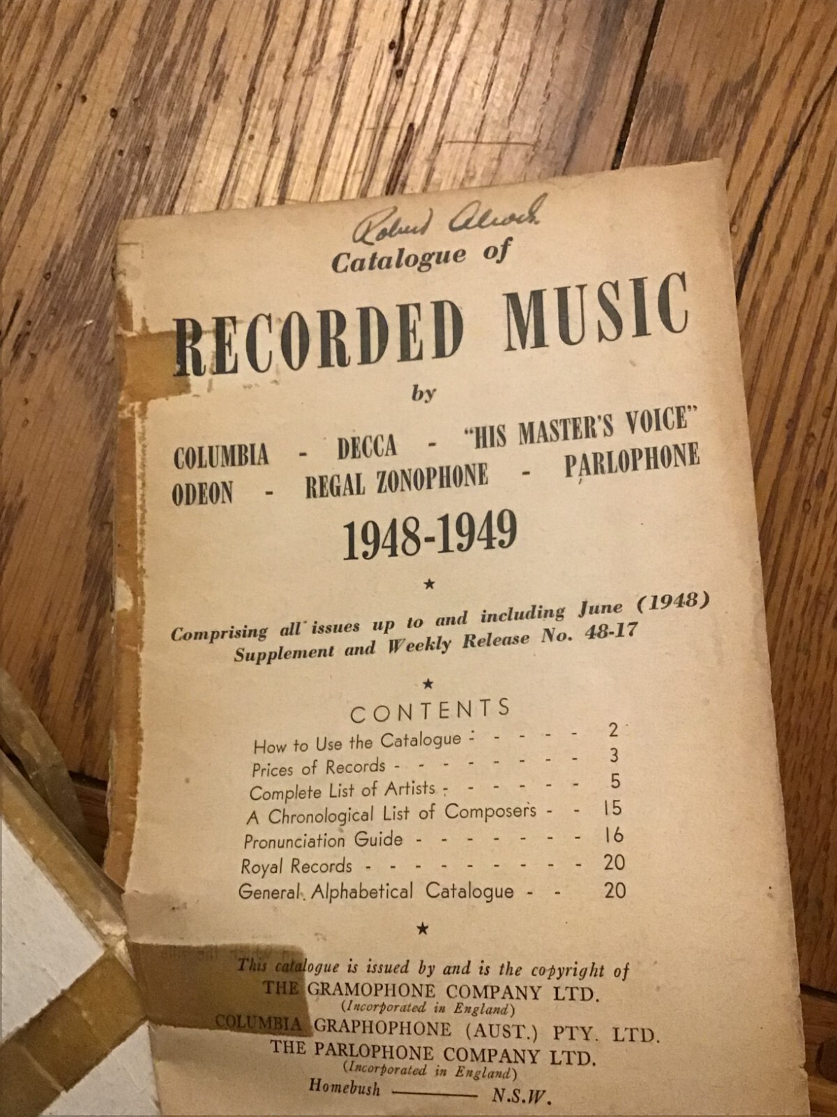 Recorded Music 1948-1949 Catalog of music 630+ pages Fair condition