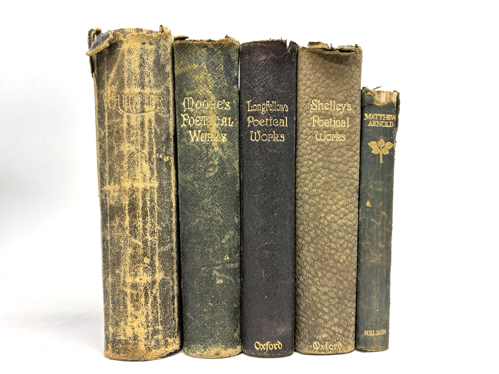 Distressed Old Faux Leather Poetry Books for Decoration. 16.5cm shelf space.