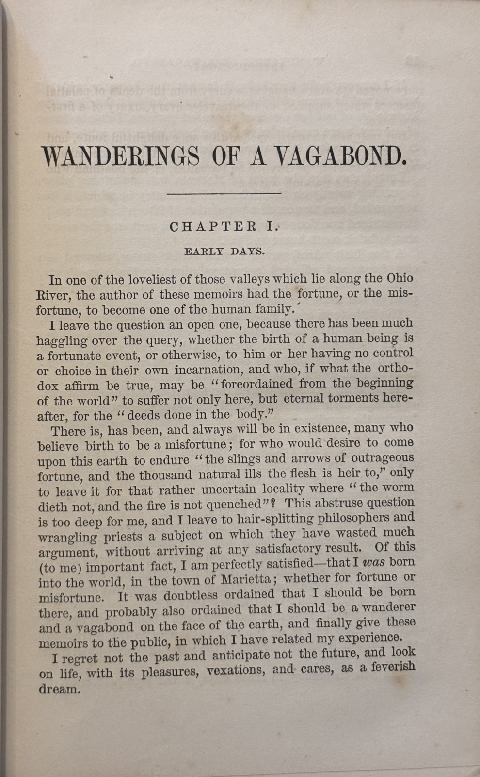 Wanderings of a Vagabond by John Morris 1873 – First edition – Extremely rare