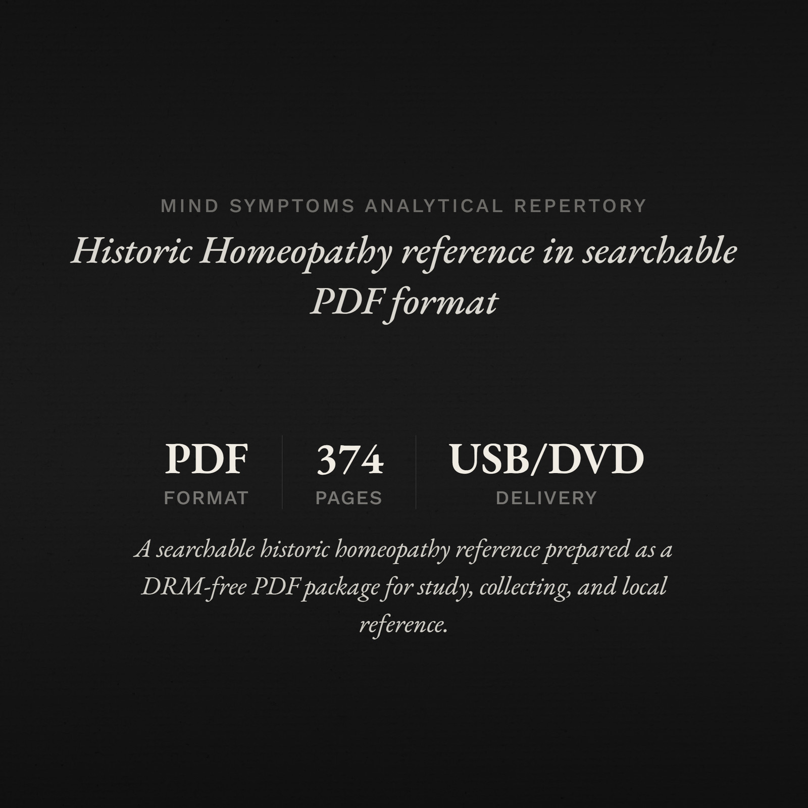 Mind Symptoms Analytical Repertory USB DVD PDF