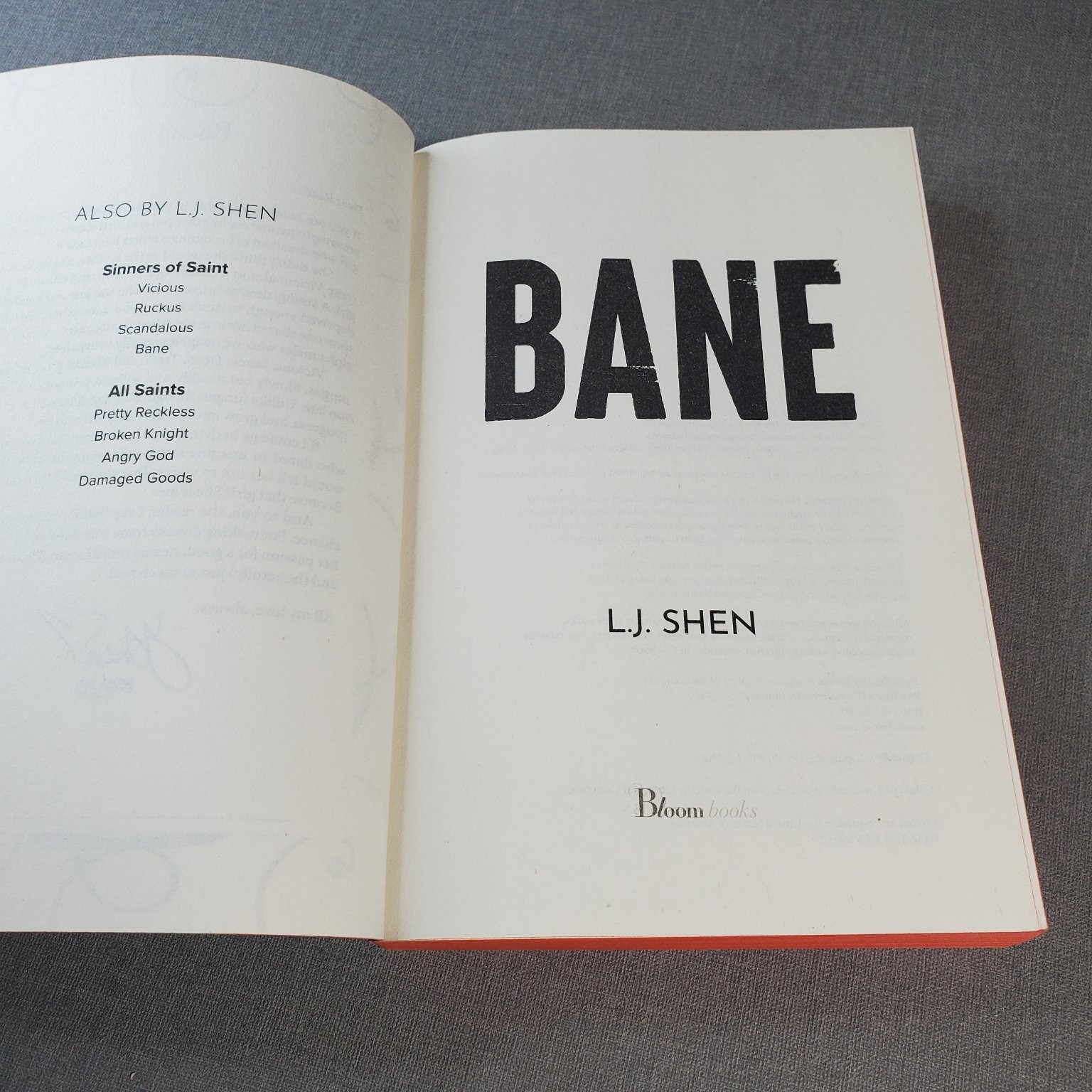 BANE L.J. Shen 2024 Sinners of Saint #4 Romance Bloom Books Special Edges