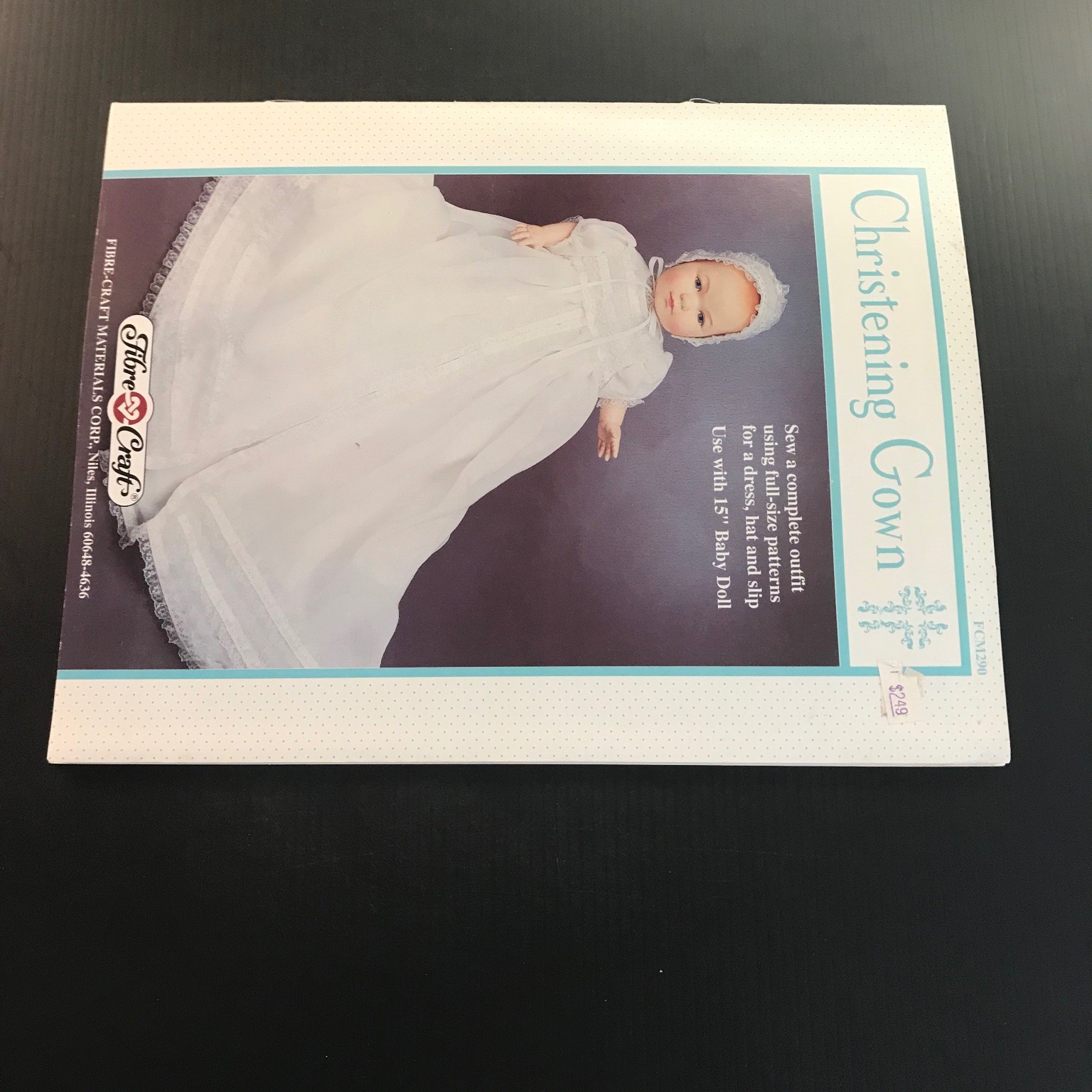 Christening Gown Fibre-Craft FCM290 1992 Doll Clothes Pattern Baby Doll Outfit