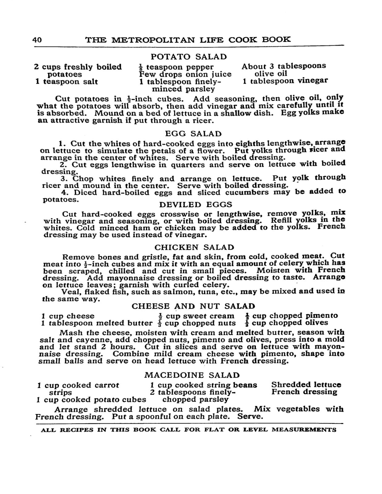 1925 The Metropolitan Cook Book 62 Pages