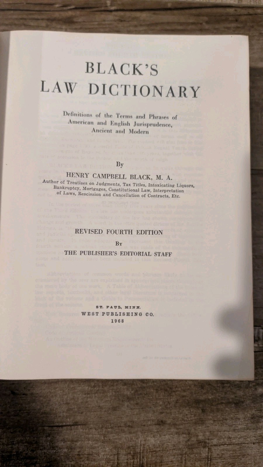 Black’s Law Dictionary by Henry Campbell Black (Revised 4th Edition, 1968, HC)