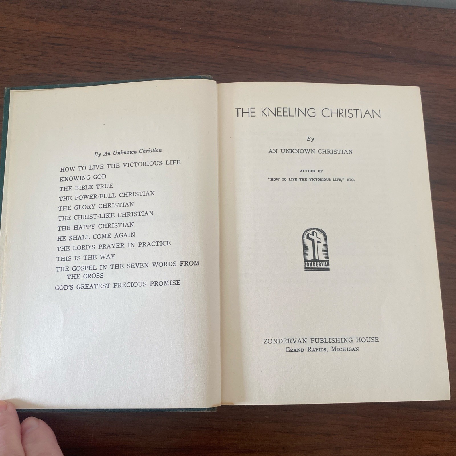 The Kneeling Christian An Unknown Christian Hardcover Book Zondervan vintage