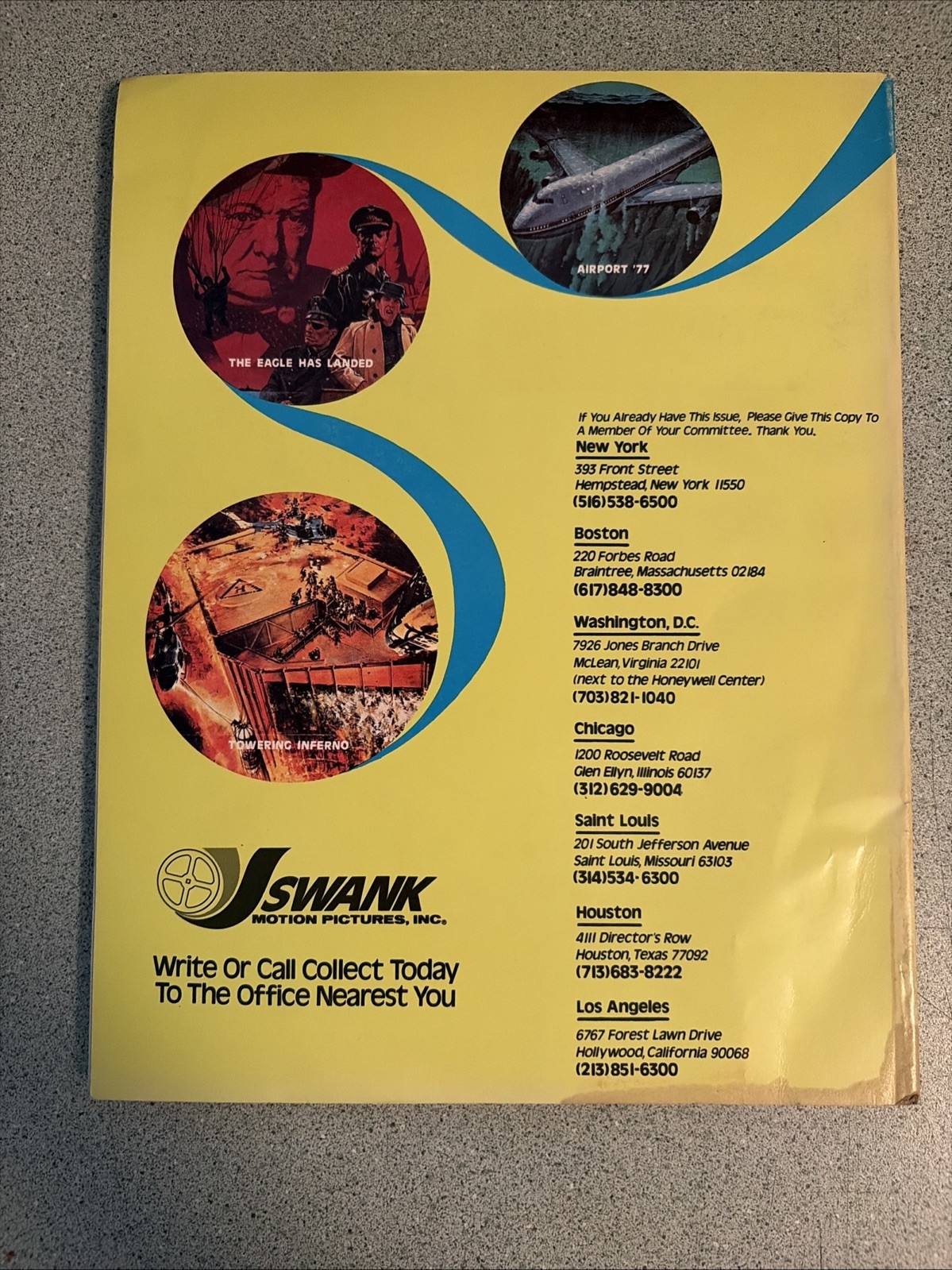 1978 MOVIES FROM SWANK Catalog 16mm Rentals Sting Clockwork Orange Taxi Driver