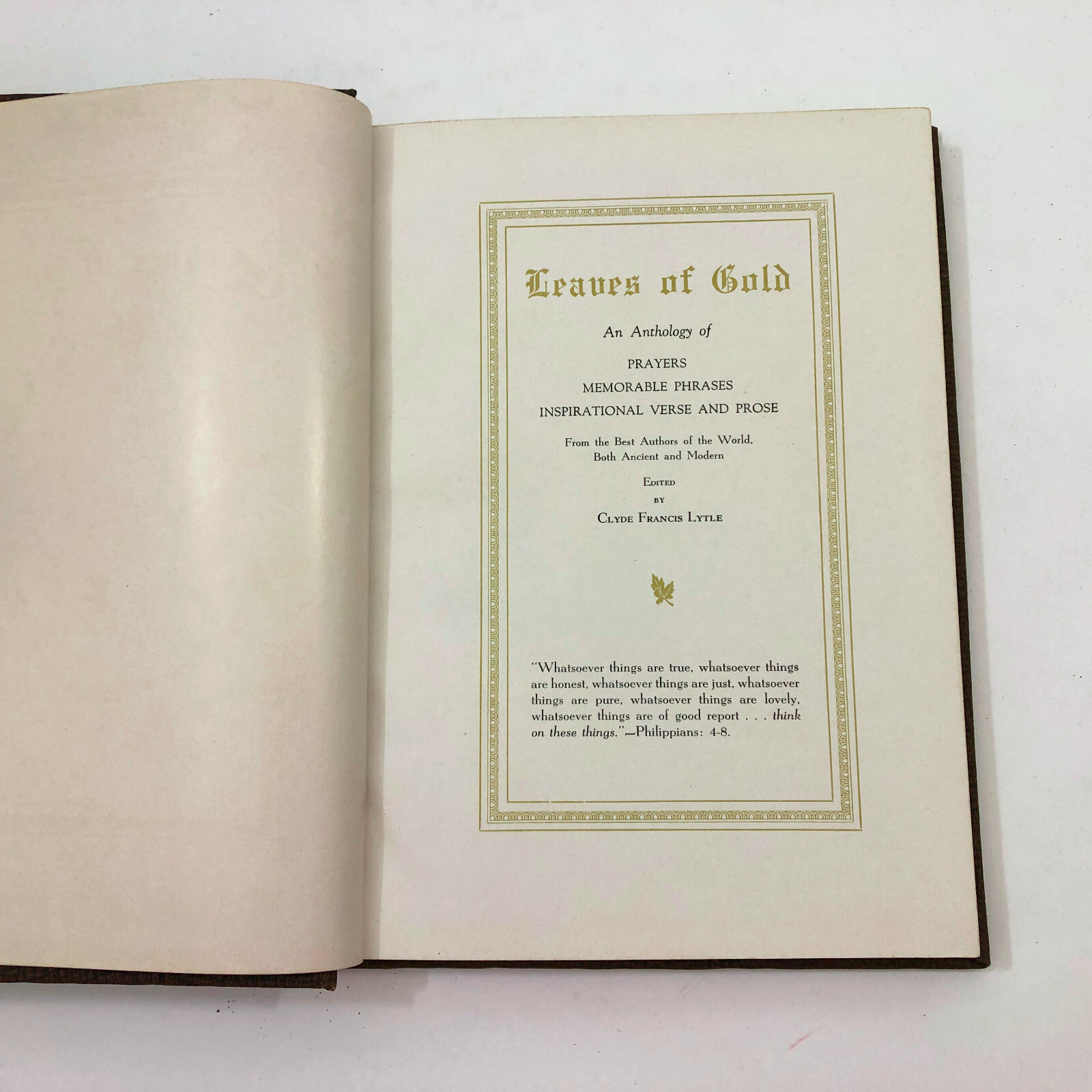 Leaves of Gold An Anthology of Prayers Clyde Francis Lytle 1947 12th Printing