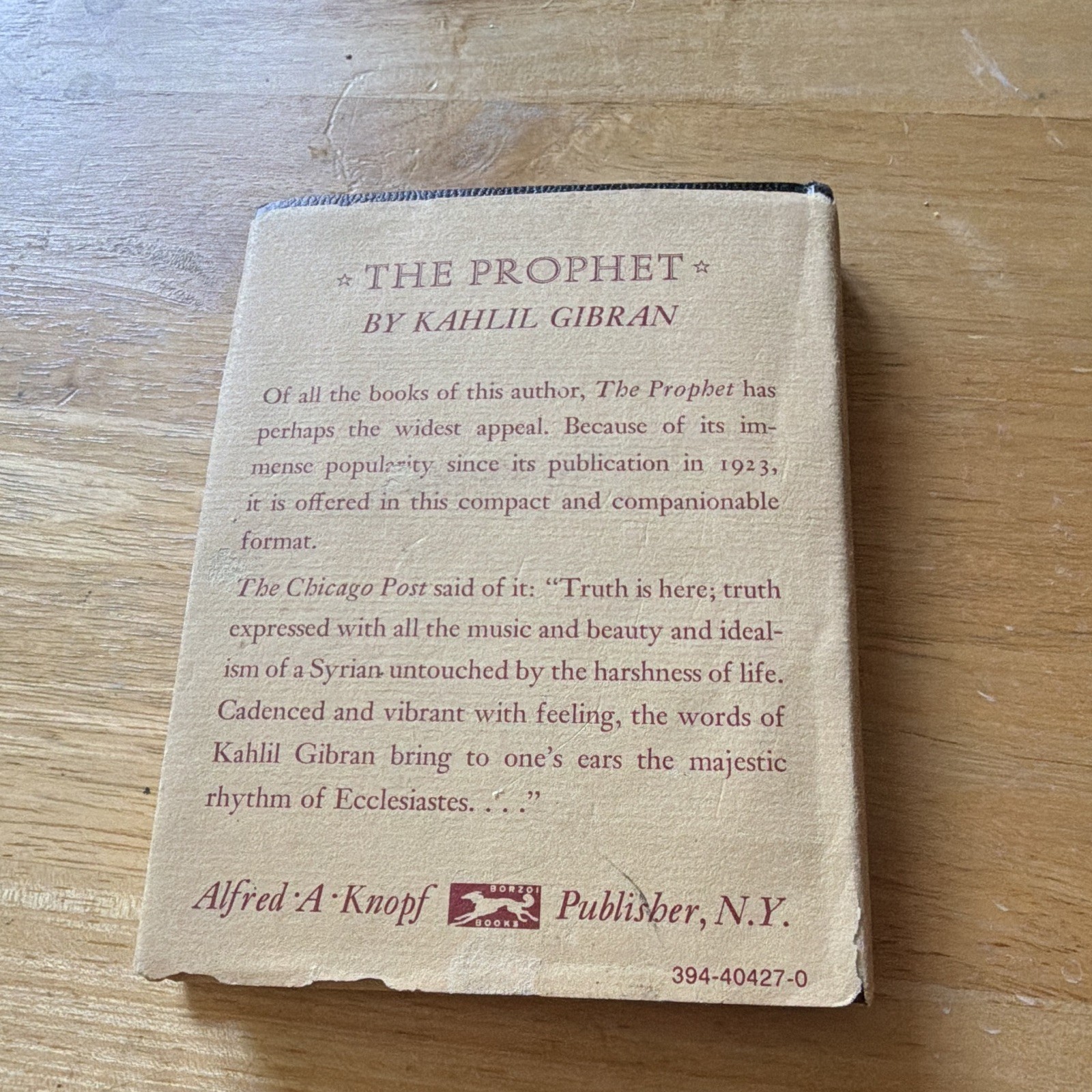 Alfred A. Knopf The Prophet by Kahlil Gibran Hardcover w/ Dust Jacket 1923