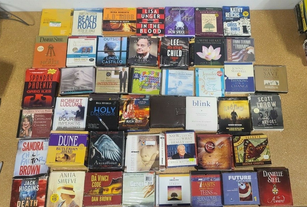 Wholesale Random Audio books on cd lot of 30+ assorted audiobooks Examples Pictu