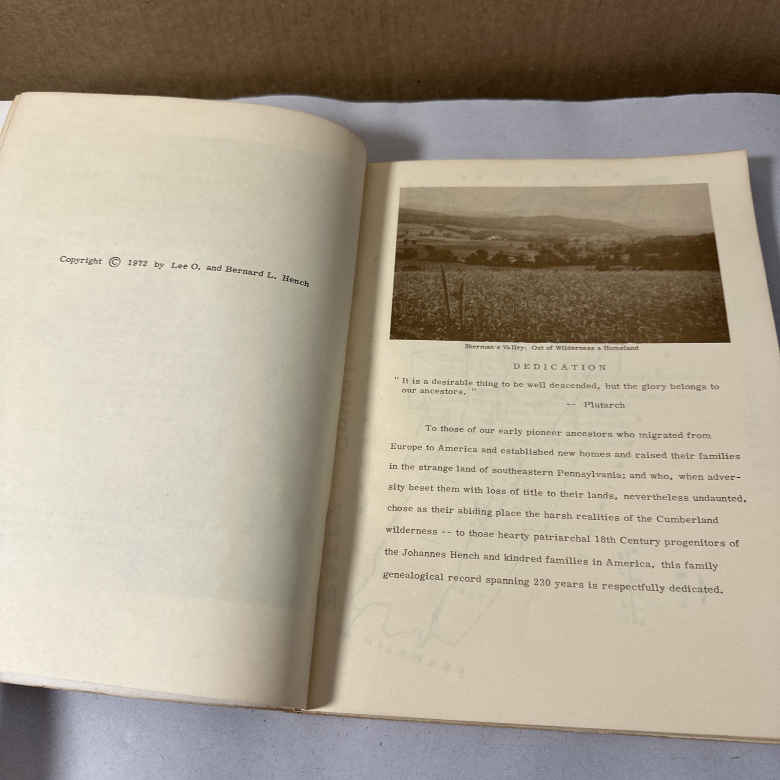 The Jeremiah Hench Family 1972 First Edition Genealogy Book Johannes Fench Rare