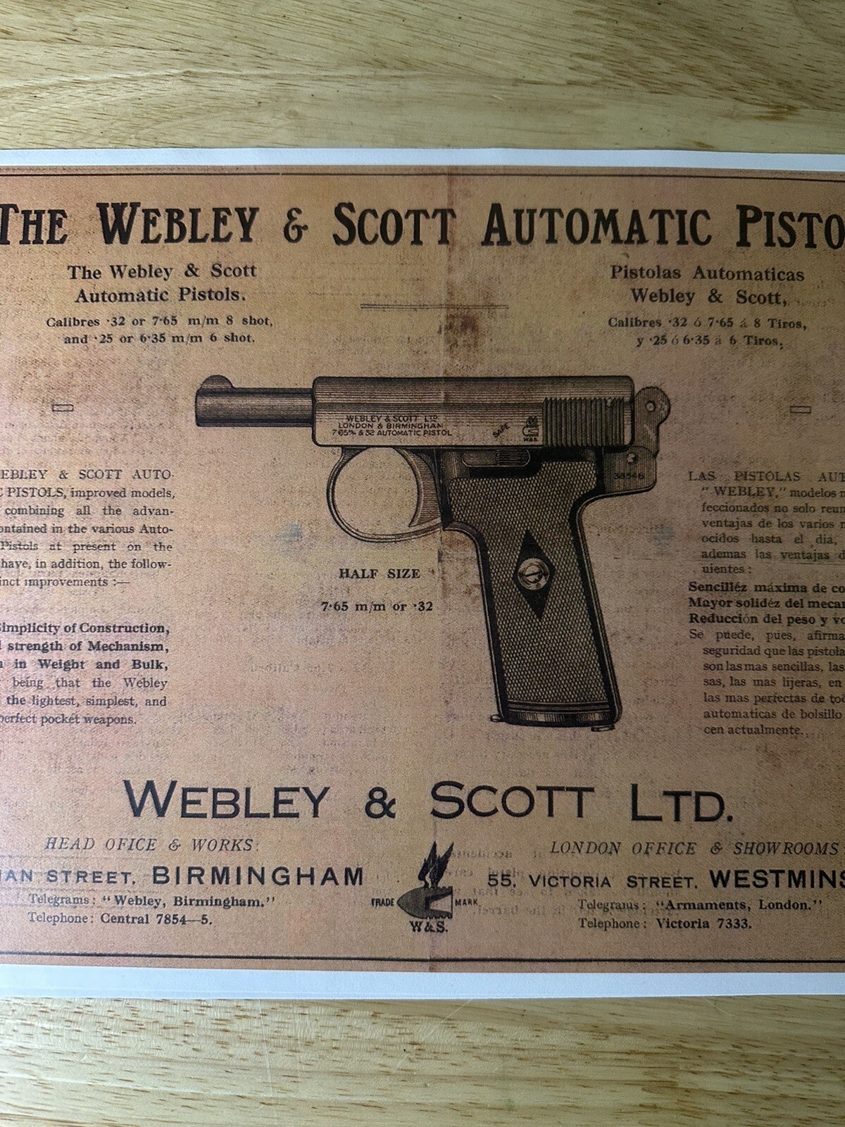 Webley Automatic Pistols 1908 7.65mm & .32 cal / 1907 .25 Manual