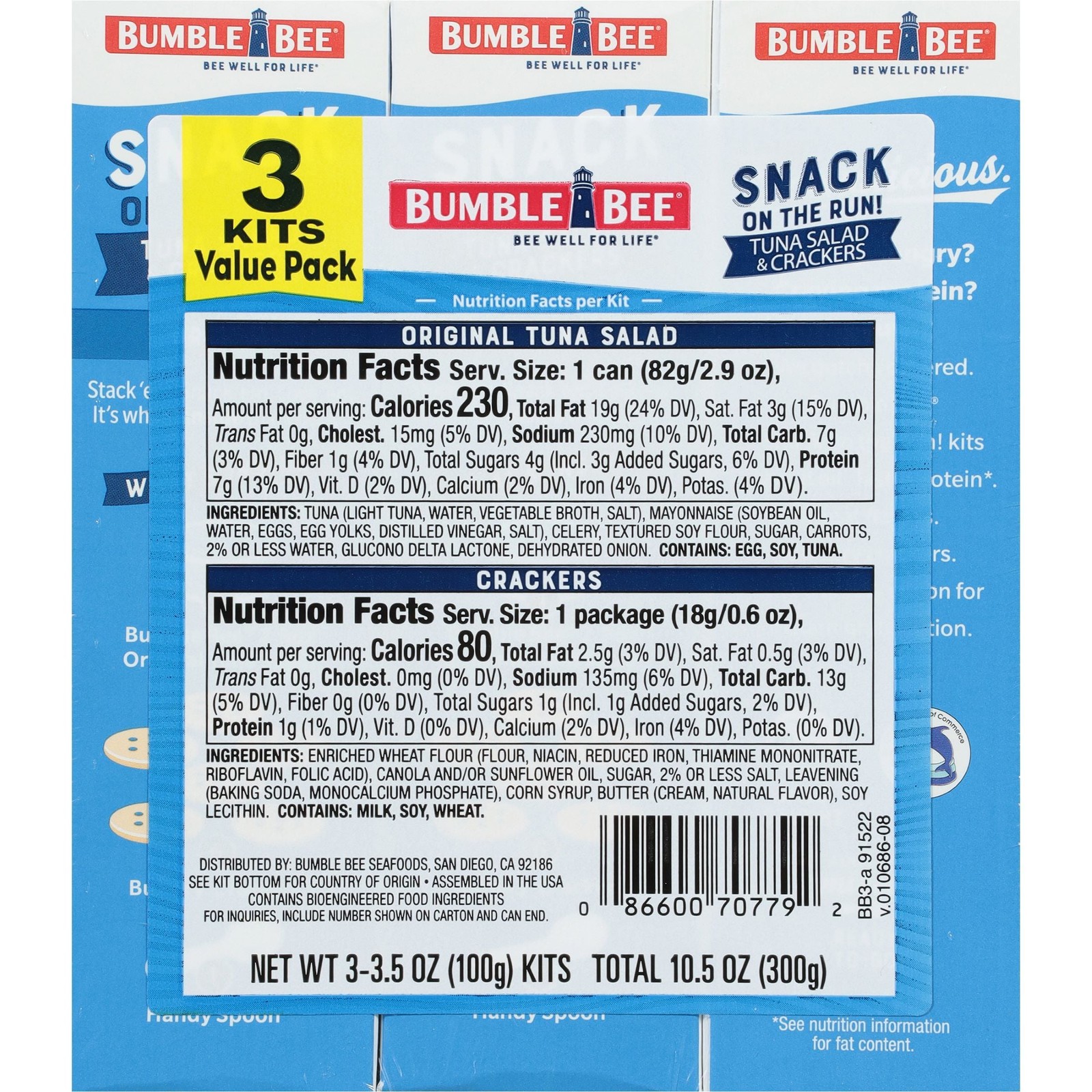 Tuna Salad with Crackers Kit, Ready to Eat, Shelf Stable Box, 3.5 oz (Pack of 3)