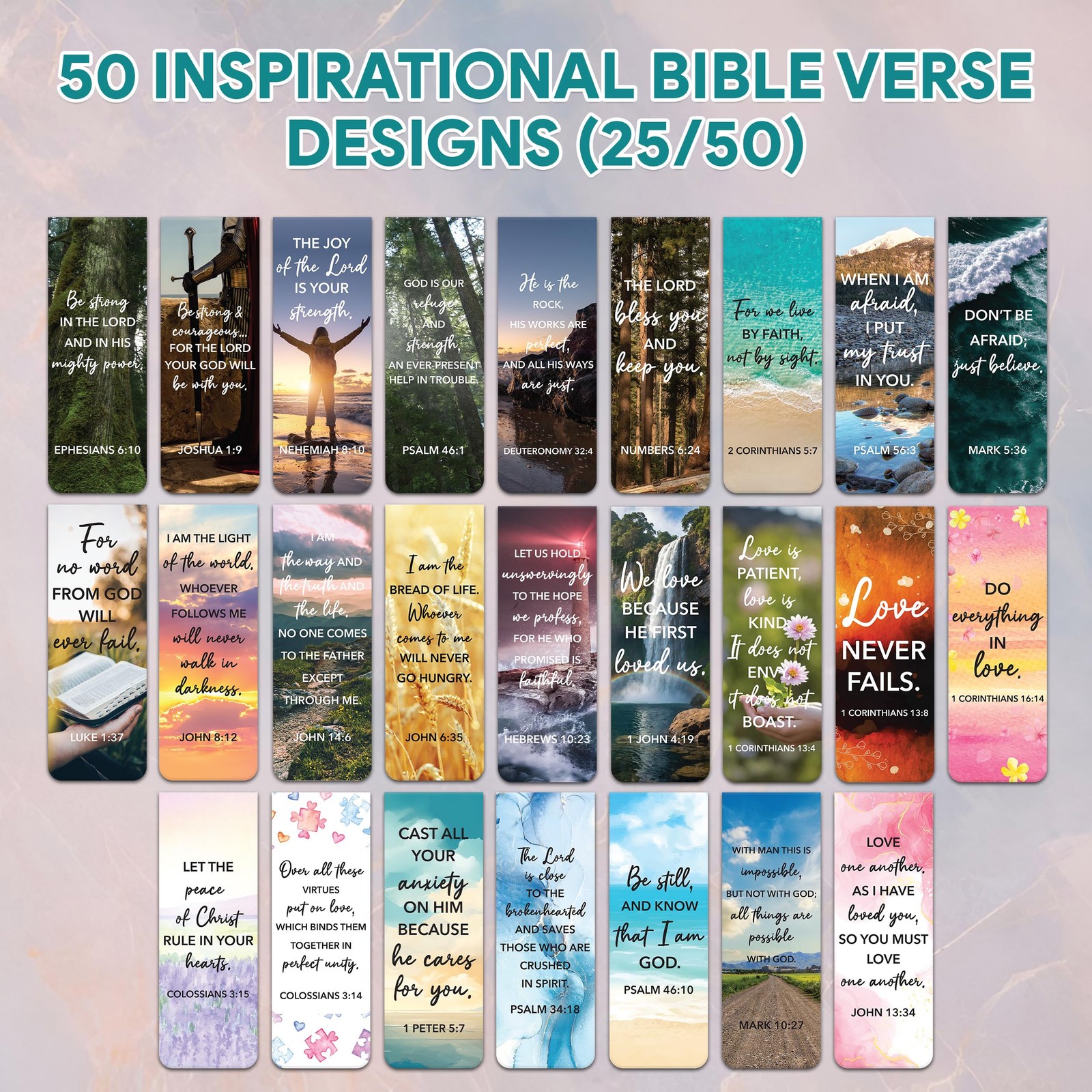 Decorably 50 Pack 0.8×2.3in Bible Religious Magnetic Bookmarks, Unique Gold