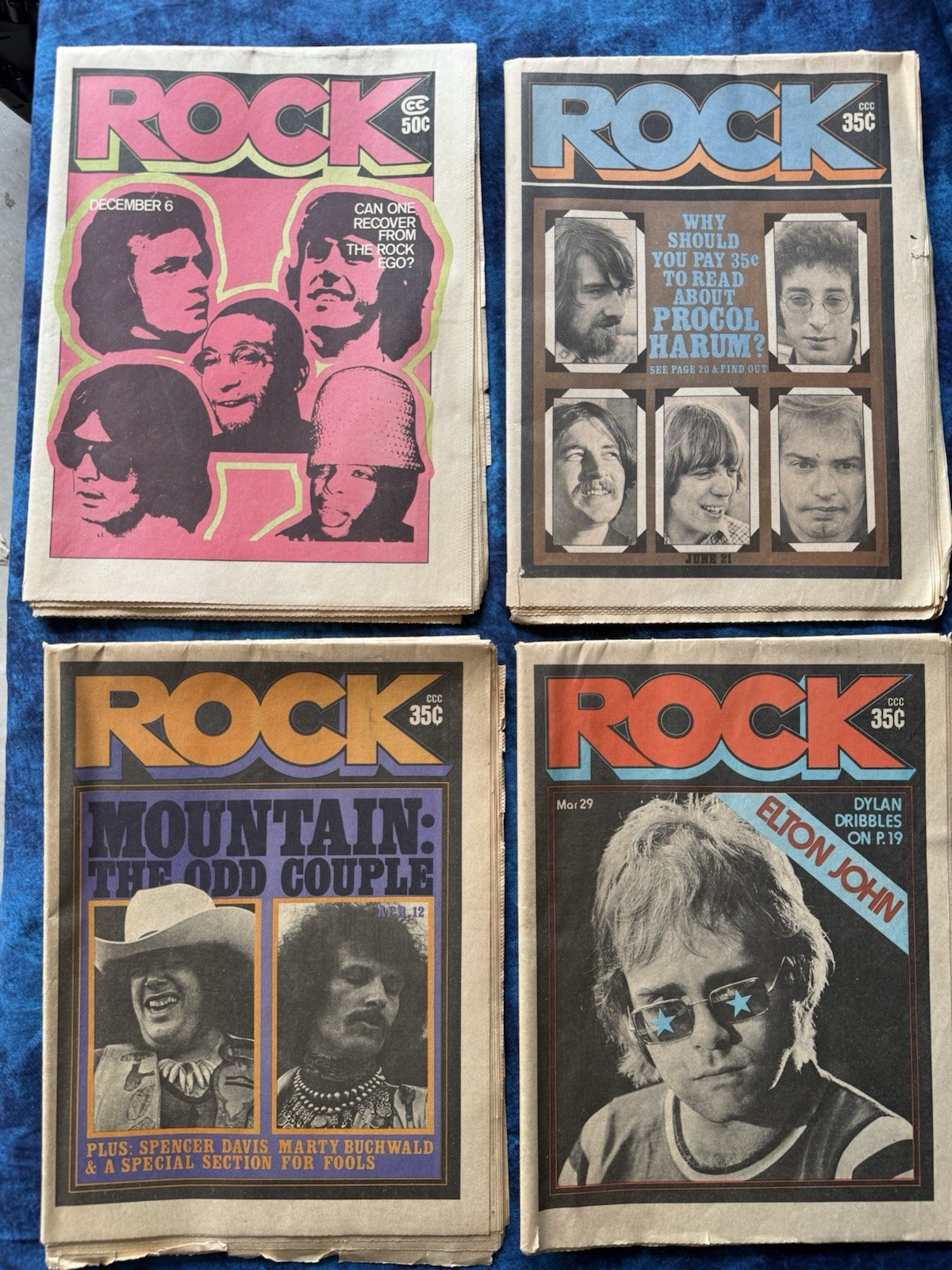Rock Newspaper Magazines Lot – Mar,Apr, Jun, Dec 1971 Elton, Dylan, Procol Harem