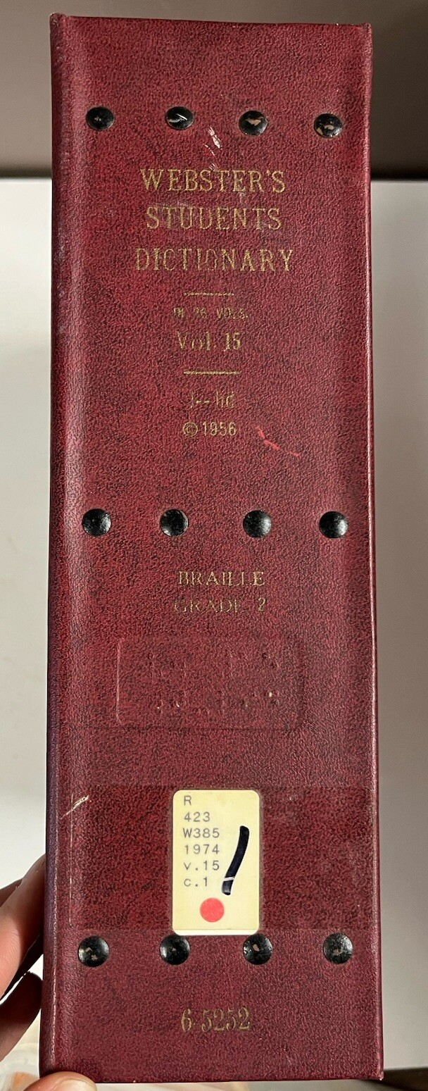 Webster’s Braille Student Dictionary 1956 Grade 2 Volume 15