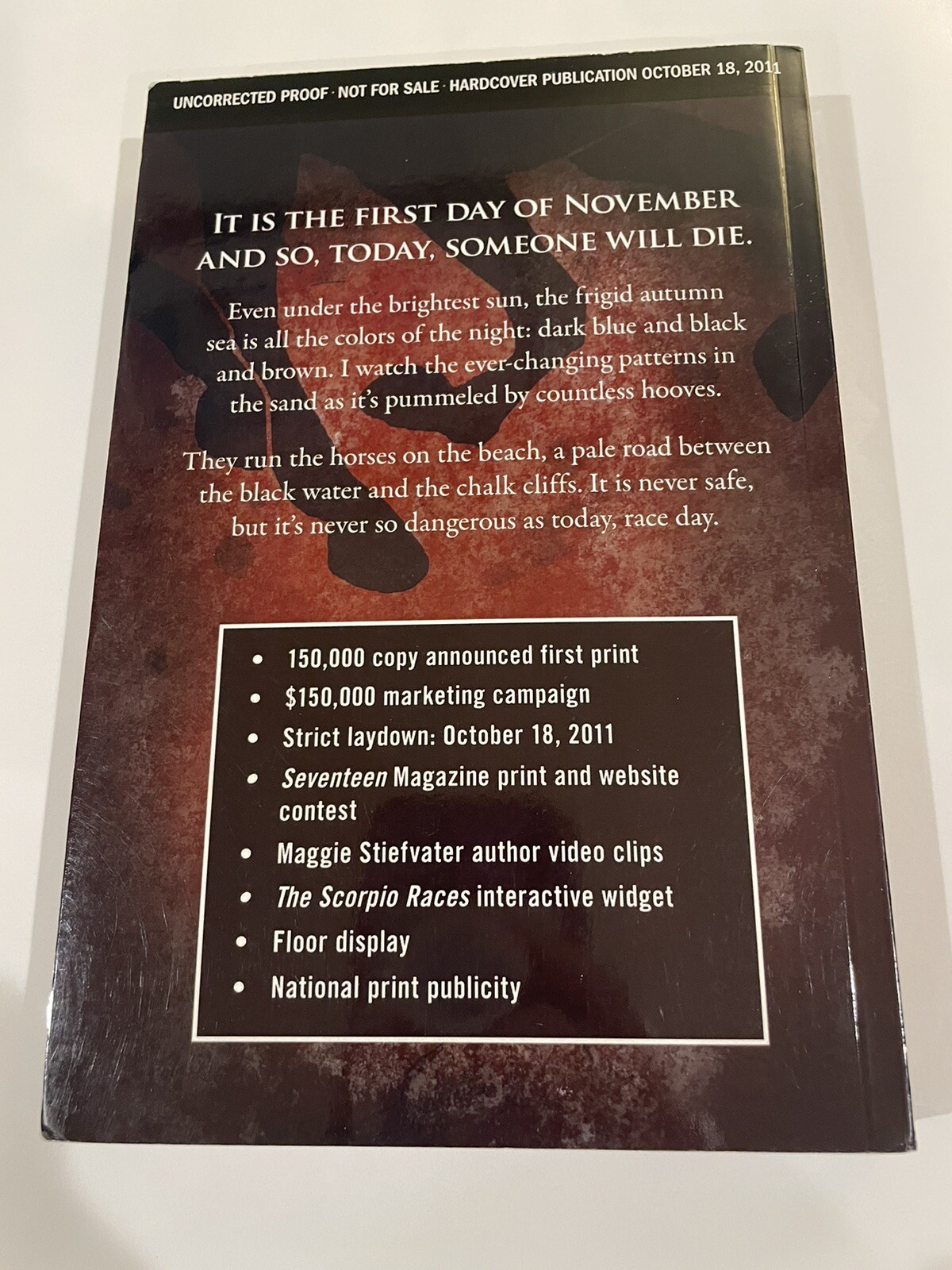 Signed Paperback ARC Uncorrected Proof The Scorpio Races By Maggie Stiefvater