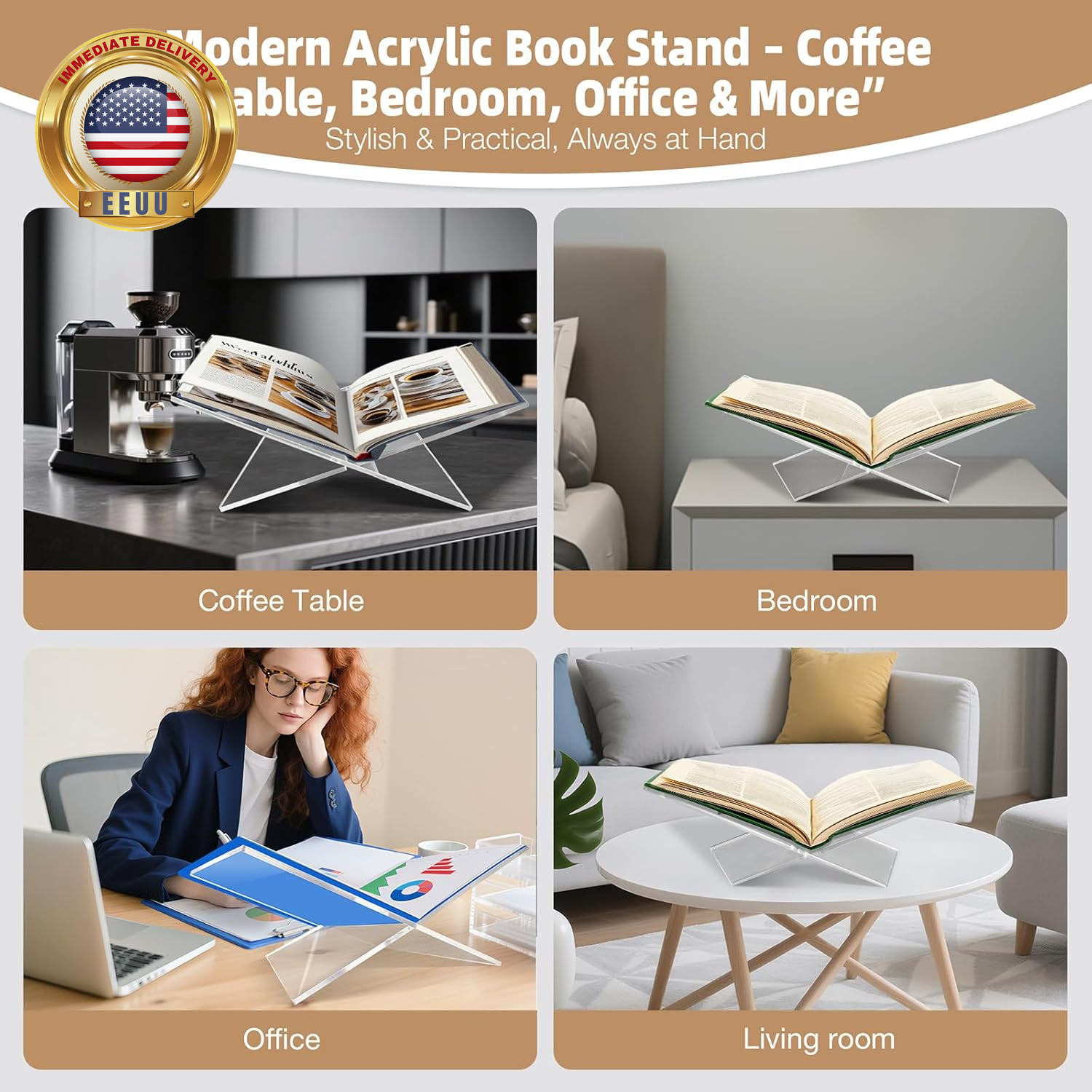 Clear Acrylic Book Stand – Large 12.6 X 6.7 X 5 in Book Holder for Cookbooks, Bi