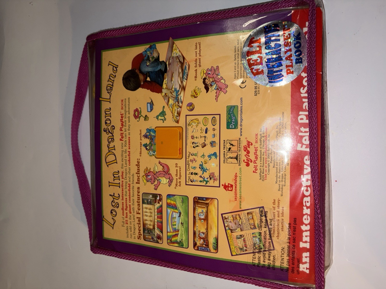 VTG 2002 SoftPlay Dragon Tales Lost In Dragon Land Felt Play Book PBS Kids-25 Pc