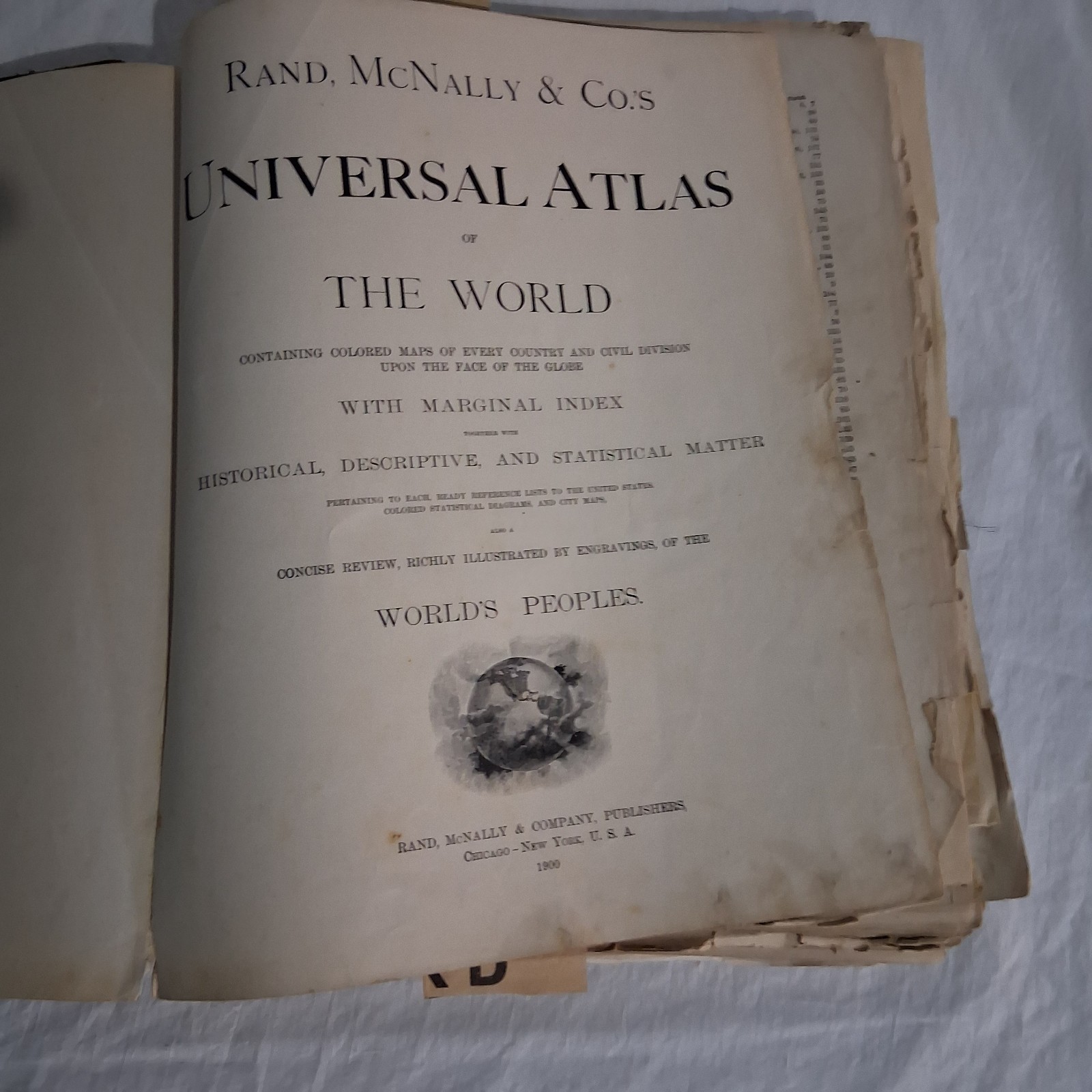 1900 Rand McNally & Co.’s Indexed Universal Atlas Of The World. 11.5″x14″