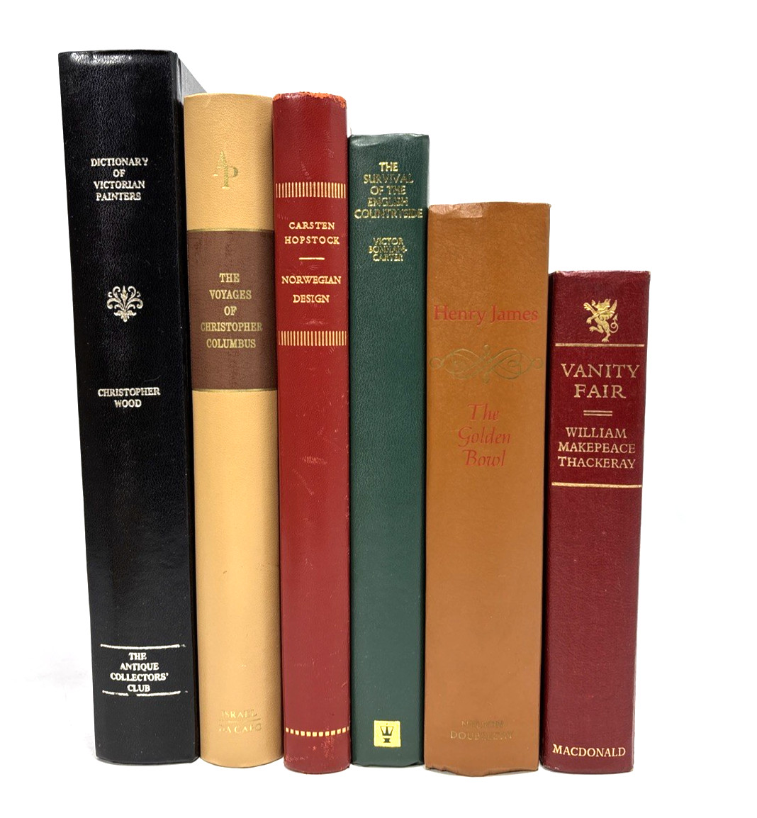 Vintage Books with Faux Leather Bindings for Decoration. 21.5cm shelf space.