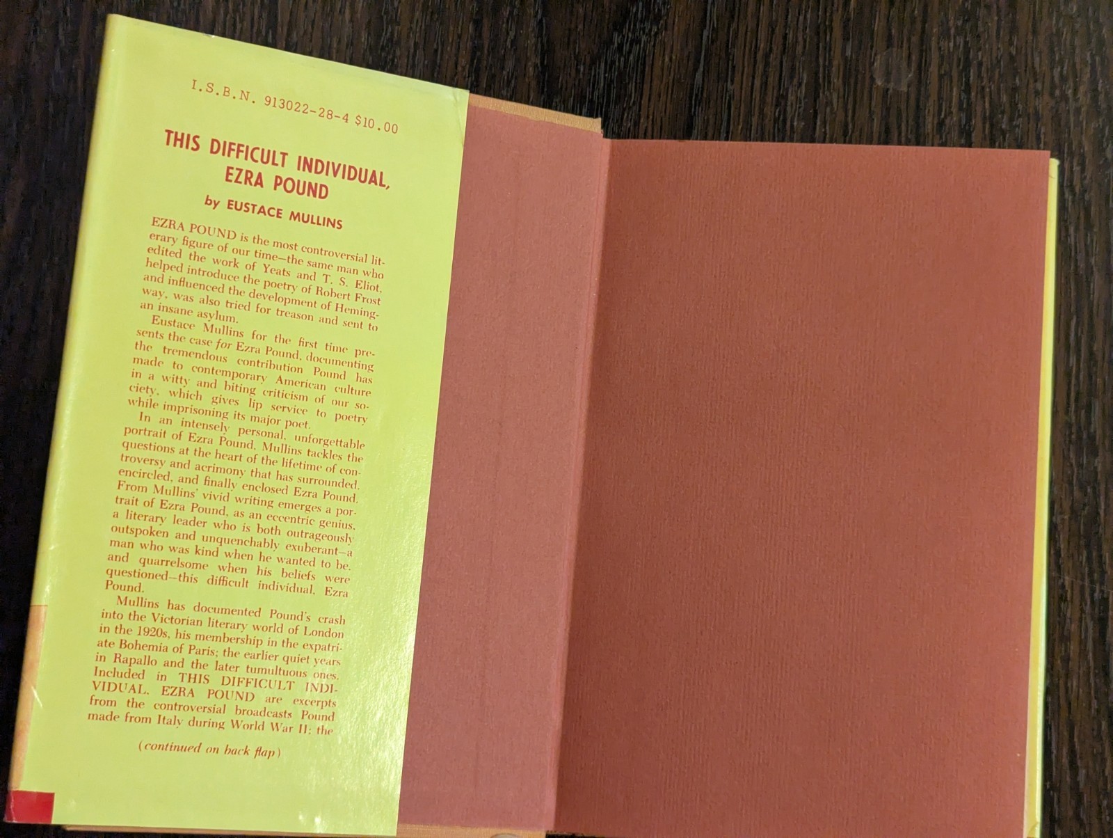 This Difficult Individual Ezra Pound 1961 1st Ed Hardcover Eustace Mullins