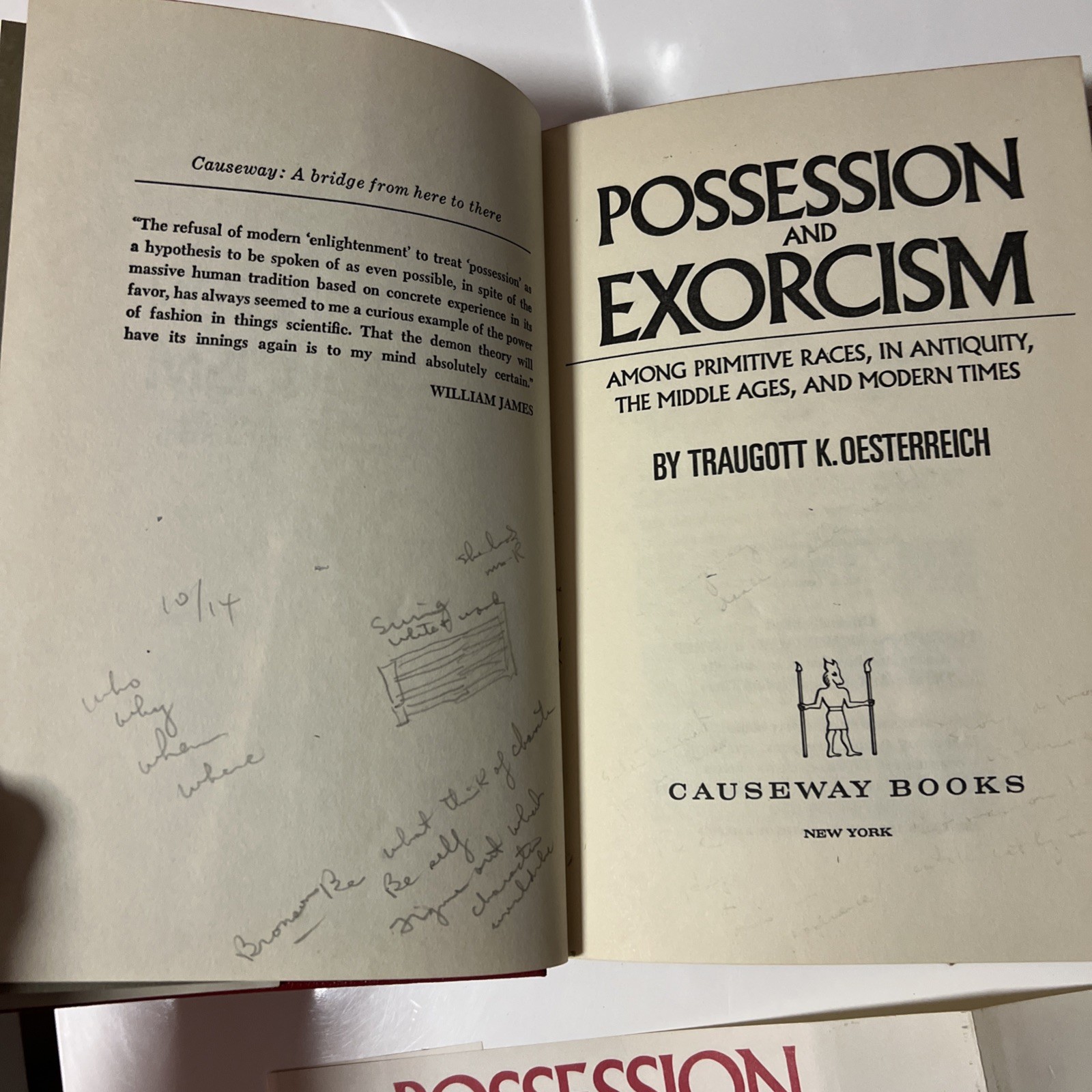 POSSESSION AND EXORCISM – Traugott K Oesterreich ( HC/DJ 1974) First Edition