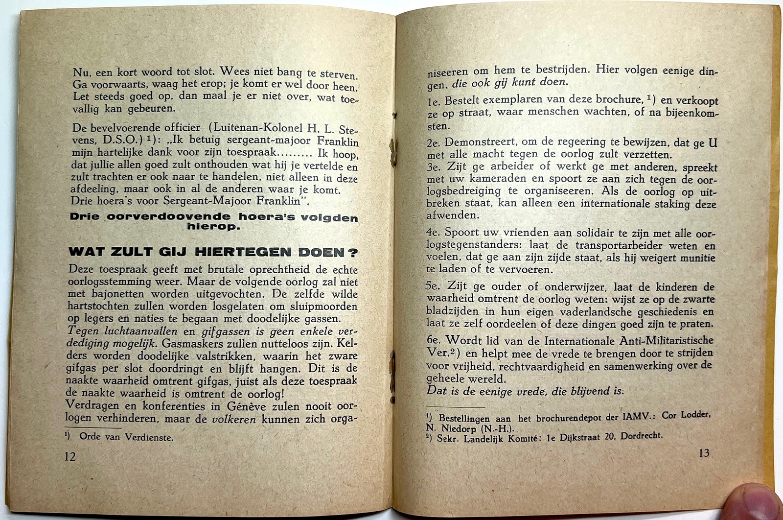 1934 EEN VERBODEN TOESPRAAK OSBORN DUTCH ANTI MILITARIST PROPAGANDA BOOKLET 1ST