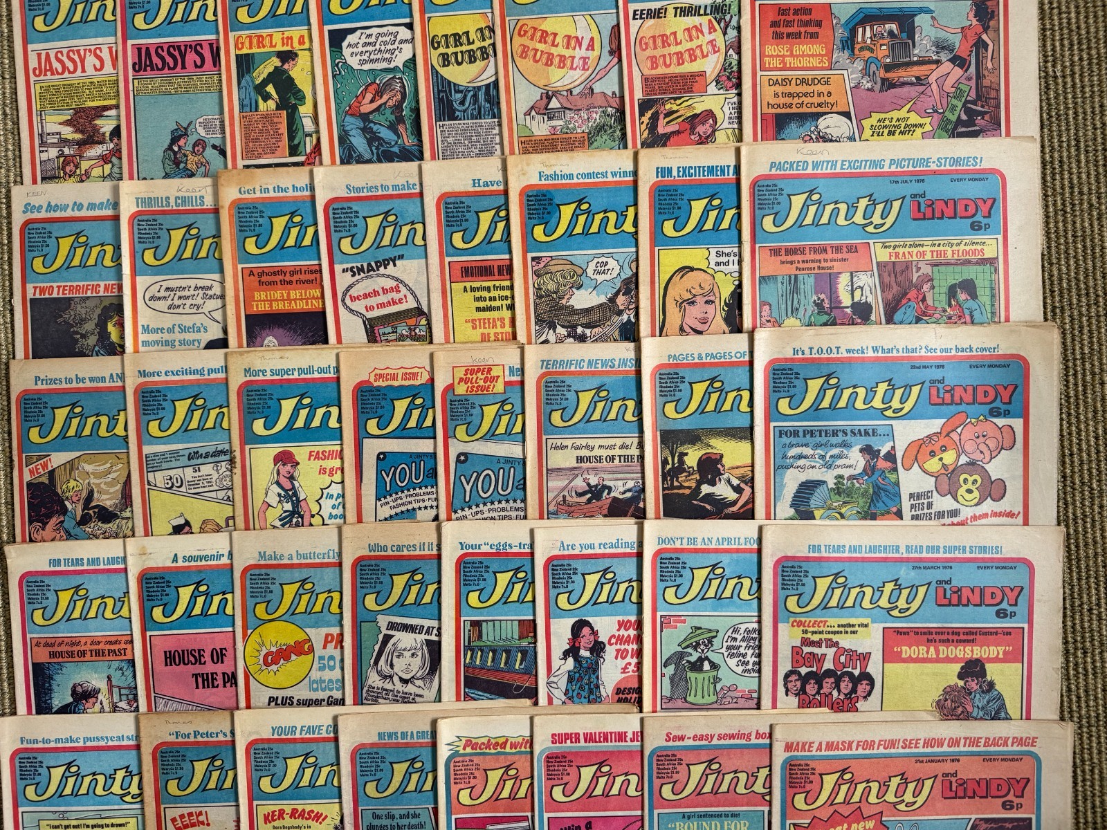 Jinty and Lindy comic, 1976 full year (52 issues), mainly FN to FN+