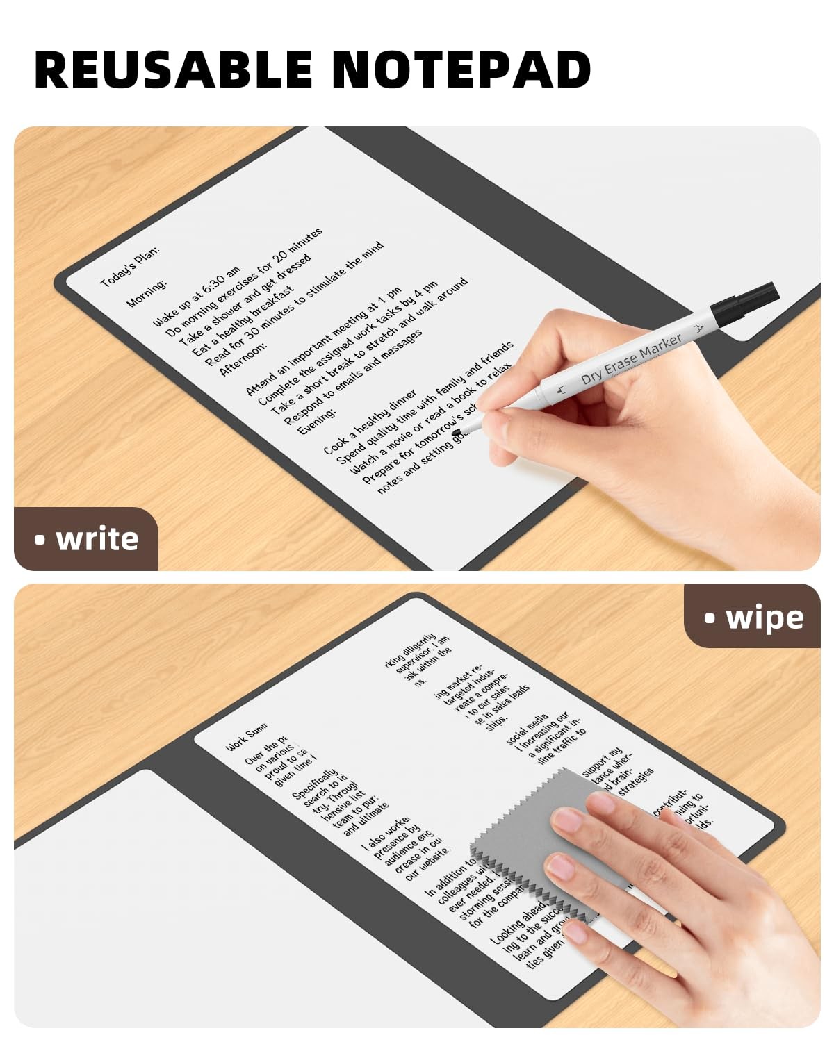Portable Small White Board Dry Erase Board, Reusable 9.5 * 6.6in Notebook Mem…