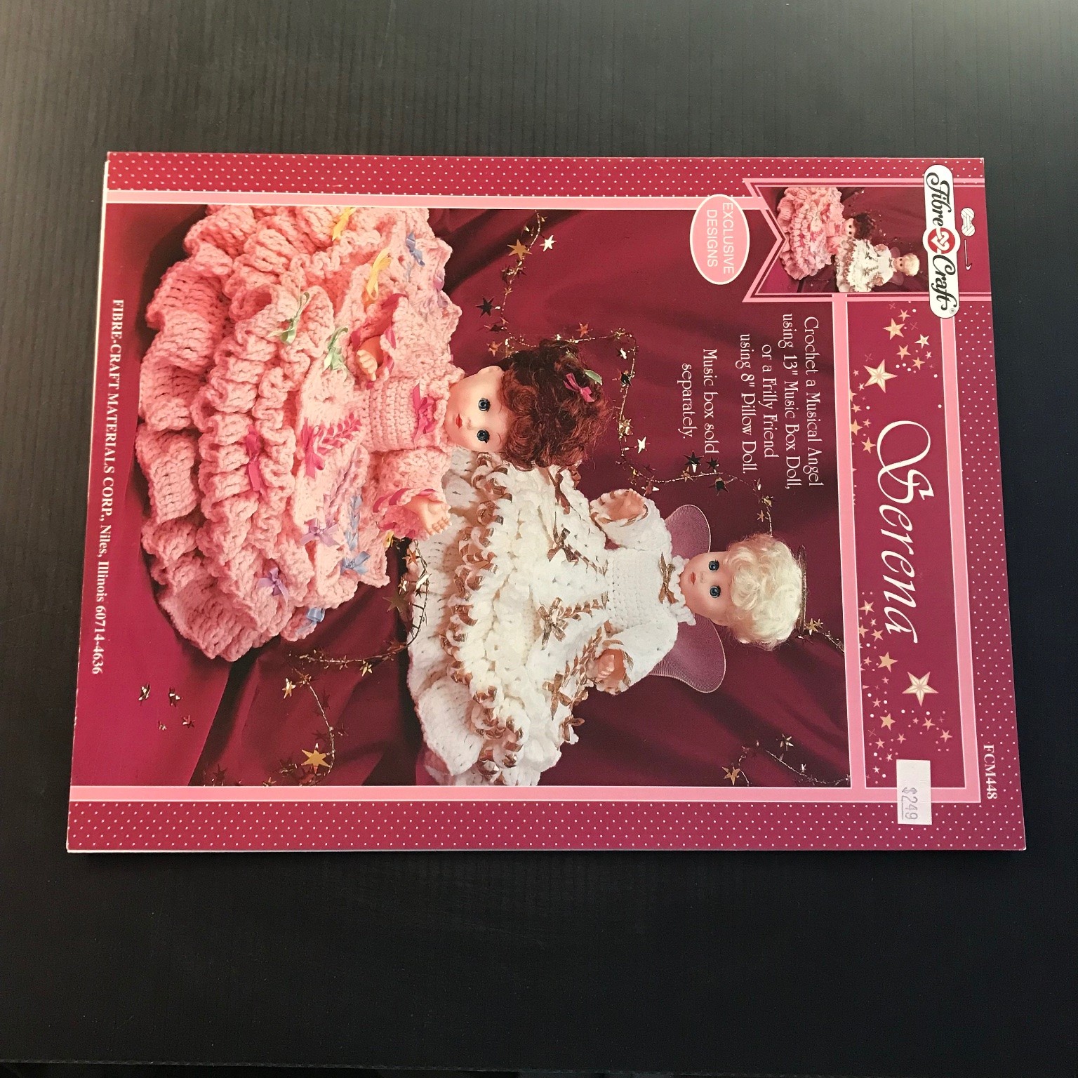Serena Crochet Pattern Fibre-Craft FCM448 1996 Music Box Angel Pillow Doll