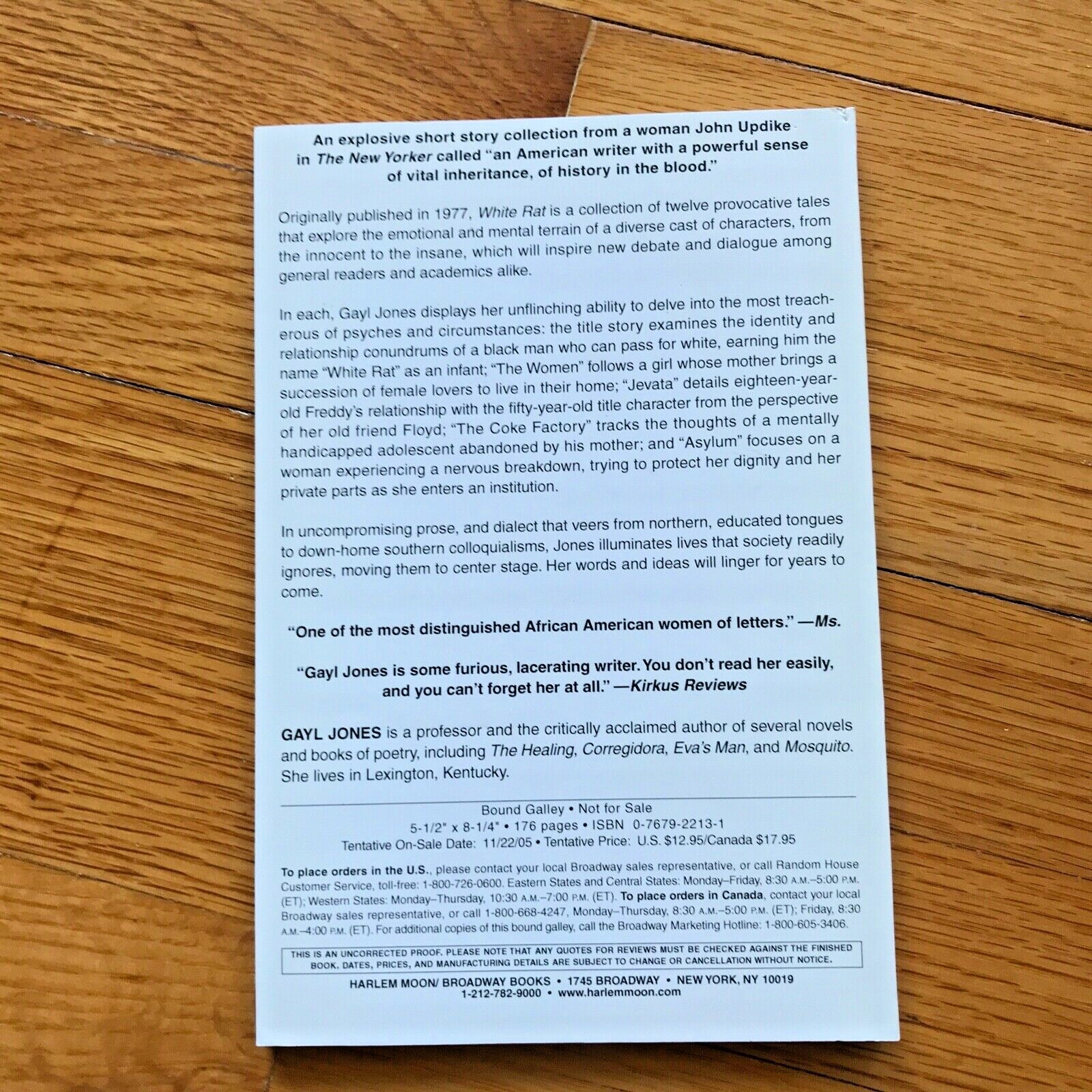 GAYL JONES—White Rat—2005—Uncorrected Proofs—”Brutally honest”—James Baldwin—VG+