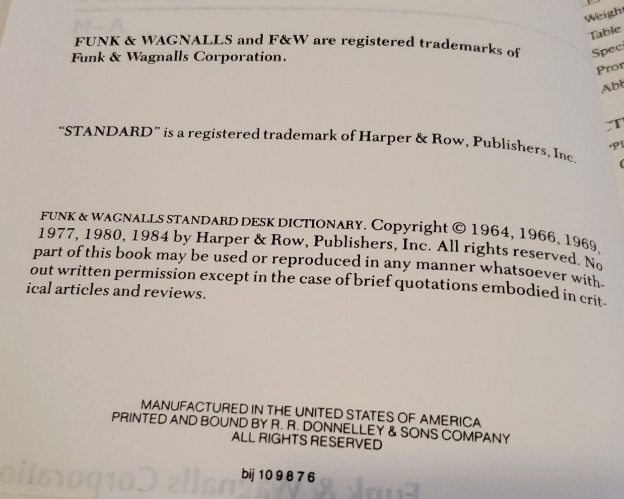 Funk and Wagnalls Standard Desk Dictionary Volumes 1 and 2 Set Hardcover 1984
