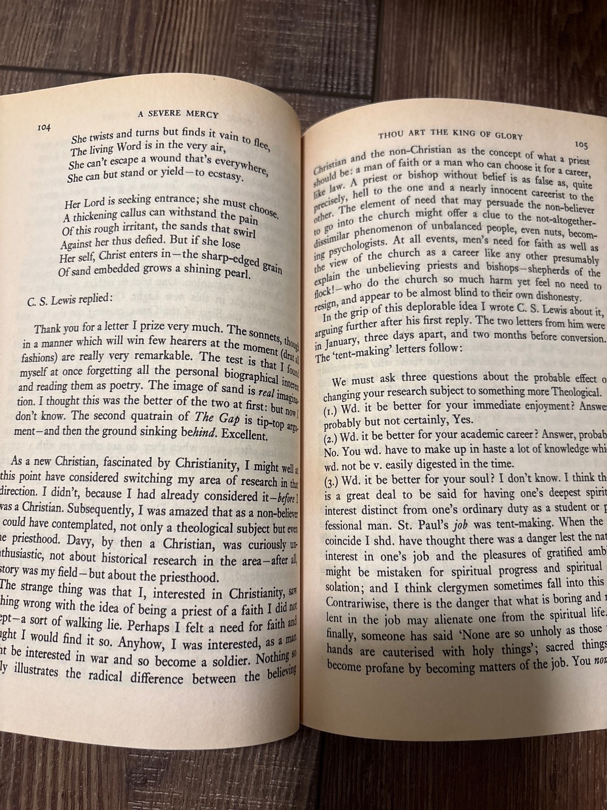 A Severe Mercy by Sheldon Vanauken with eighteen letters by C.S. Lewis