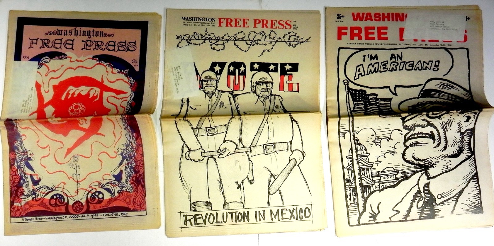 Lot of 38 Issues WASHINGTON DC FREE PRESS 1967-69 Radical Youth Underground USA